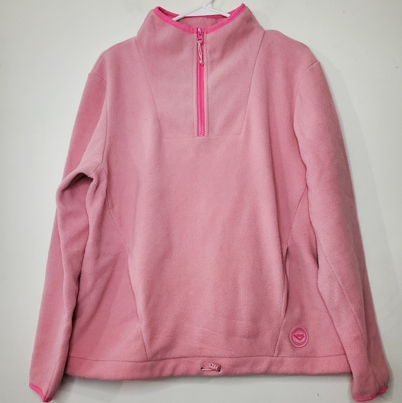 Pony Sweaters - Womens Pony Pink Quarter Zip Fleece Pullover Size Extra Large